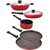 Nirlon 5 Piece Flat Base Non-Stick Coated Kitchenware Item Set with Steel Lid