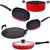 Nirlon Non-Stick Gas Compatible Superior Quality 5 Piece Kitchen Cooking Combo Set with Red and Black Color