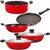 Nirlon Non-Stick 5 Piece Kitchen Set with Red and Black Color, Gas Compatible