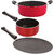 Nirlon Nonstick Cookware Pots and Pans 3 Pieces Set,Red