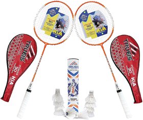 Scorpion Badminton Racquet Shuttlecock Kit-Including 2 PC KIA Racquet Red Cover and 10 PC KIA Feather Shuttlecock