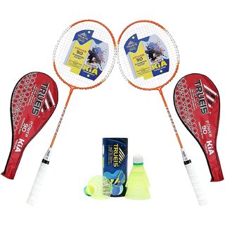 Scorpion 2PC KIA Badminton Racquet Red Cover with 3PC Ultra Shuttlecock