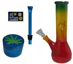 Farman Handicrafts 8 Inch Rasta Bong Glass Water Hookah Smoking Pipe Pack of 1