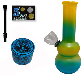 Farman Handicrafts 5 Inch Two Color Glass Bong Smoking Pipe (Pack of 1)