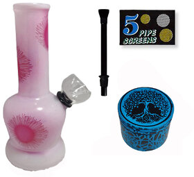Farman Handicrafts 5 Inch Glass Bong Water Smoking Pipe (Pack of 1)