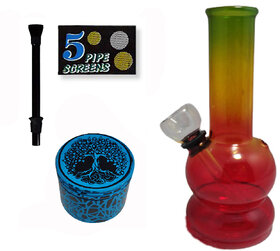 Farman Handicrafts 5 Inch Rasta Bong Glass Water Hookah Smoking Pipe Pack of 1