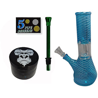 Farman Handicrafts 8 Inch Smokepunk Waterpipe Smoking Hukkah Pipe Bong Toughened Glass Pack of 1