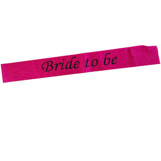 BRIDE TO BE GLITTER SASH for Bachelorette Bride to Be Pack of 1 PINK SASH WITH BLACK LETTERING (Party Monkey)