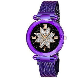 Women Purple Magnet Belt Watches