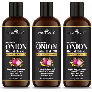 Park Daniel Onion Herbal Hair Oil- 3 bottle 60 ml(180 ml)
