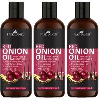 Park Daniel 100%  RED ONION OIL-  3 Bottles of 60 ml