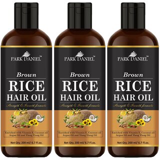 Park Daniel Premium  Brown Rice Hair Oil Enriched With Vitamin E - For Strength and Hair GrowthCombo Pack 3 Bottle of 200 ml(600 ml)
