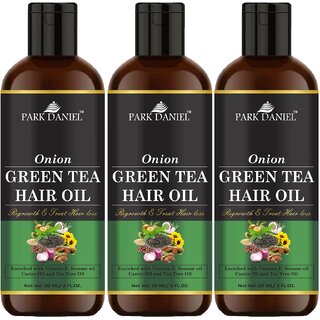 Park Daniel Premium  Onion Green Tea Hair Oil Enriched With Vitamin E - For Hair Fall Control Combo Pack 3 Bottle of 60 ml(180 ml)