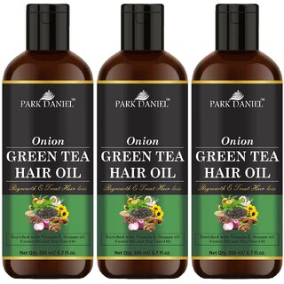 Park Daniel Premium  Onion Green Tea Hair Oil Enriched With Vitamin E - For Hair Fall Control  Combo Pack 3 Bottle of 200 ml(600 ml)