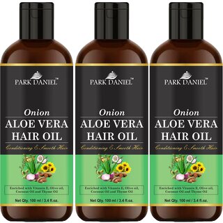 Park Daniel Premium  Onion Aloe Vera Hair Oil Enriched With Vitamin E- For Conditioning and Smooth Hair Combo Pack 3 Bottle of 100 ml(300 ml)