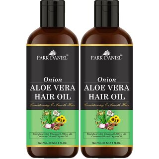 Park Daniel Premium  Onion Aloe Vera Hair Oil Enriched With Vitamin E-For Conditioning and Smooth Hair  Combo Pack 2 Bottle of 60 ml(120 ml)