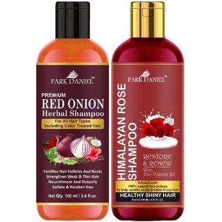 Park Daniel Red Onion Shampoo & Himalaya Rose Shampoo Combo Pack Of 2 bottle of 100 ml(200 ml)