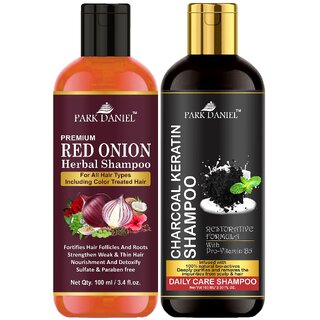 Park Daniel Red Onion Shampoo & Charcoal Keratin Shampoo Combo Pack Of 2 bottle of 100 ml(200 ml)