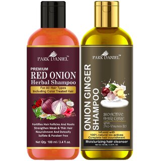 Park Daniel Red Onion Shampoo & Onion Ginger Shampoo Combo Pack Of 2 bottle of 100 ml(200 ml)