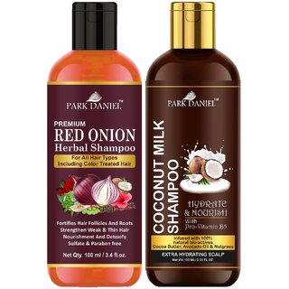 Park Daniel Red Onion Shampoo & Coconut Milk Shampoo Combo Pack Of 2 bottle of 100 ml(200 ml)