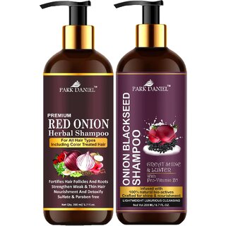 Park Daniel Red Onion Shampoo & Onion Blackseed Shampoo Combo Pack Of 2 bottle of 200 ml(400 ml)