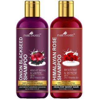 Park Daniel Premium Pure and Natural Onion Blackseed Shampoo & Himalaya Rose Shampoo Combo Pack Of 2 bottle of 100 ml(200 ml)