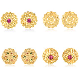Vighnaharta Twinkling Charming Alloy Gold Plated Stud Earring Combo set For Women and Girls