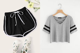 Vivient Black Short And Grey Cross Neck Combo