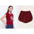 Vivient Women Maroon Nope Printed Top And Maroon Shorts Combo