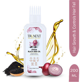 TRUNEXT ONION HAIR OIL FOR HAIR GROWTH -TRUNEXT ONION BLACK SEED OIL-MINERAL OIL FREE  SULPHATE FREE, 200 ML