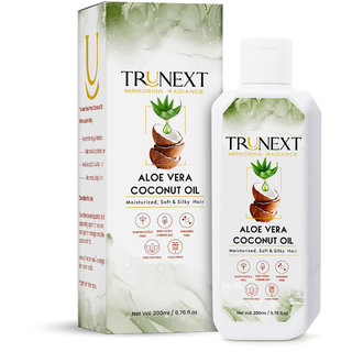TRUNEXT ALOE VERA COCONUT HAIR OIL - COCONUT OIL, NO PARABEN AND NO SULPHATE- CONTROLS DANDRUFF, 200ML