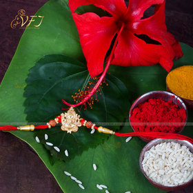 Vighnaharta Mangalmurti Gold and Rhodium Plated Alloy Rakhi for Lovely Brother