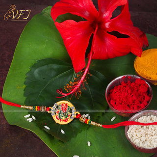 Vighnaharta Pan Ganesh Gold and Rhodium Plated Alloy Rakhi for Lovely Brother