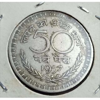 FIFTY NAYE PAISE 1957 BOMBAY MINT