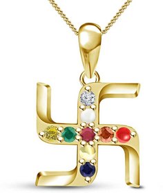 Navratan swastik original and certified pendant for men and women