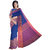 PREOSY Women's Khadi Cotton Begumpuri Saree With Unstitched Blouse In Navy Blue