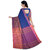 PREOSY Women's Khadi Cotton Begumpuri Saree With Unstitched Blouse In Navy Blue