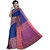 PREOSY Women's Khadi Cotton Begumpuri Saree With Unstitched Blouse In Navy Blue