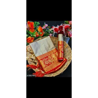 Cream Colour Cotton Embellished Saree