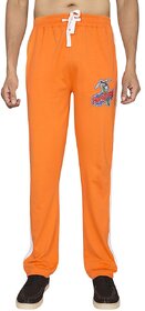 Red Line Orange/White Cotton Regular Fit Trackpant