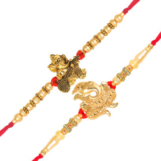 Vighnaharta Ganesh with Veena and  Lord Ganpati  Rakhi