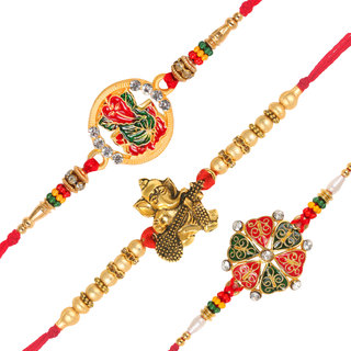 Vighnaharta Pan Ganesh, Ganesh with Veena and  Heart  Rakhi Set