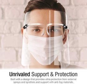 Greeniche Anti-fog Reusable Face Shields with Glasses Frame Set for Children, Men and Women to Protect Face