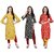 BLANCORA Women Floral Print Keyhole Neck Straight Kurta(pack of  3)