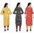 BLANCORA Women Floral Print Keyhole Neck Straight Kurta(pack of  3)