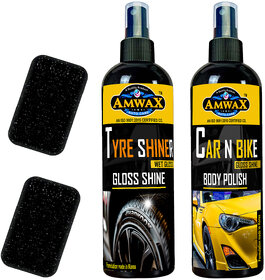 AMWAX CAR AND BIKE BODY POLISH 200 ML + AMWAX TYRE SHINER 200 ML