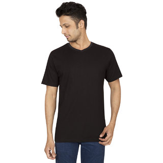 Red Line Mens Black Solid V-Neck T-Shirts