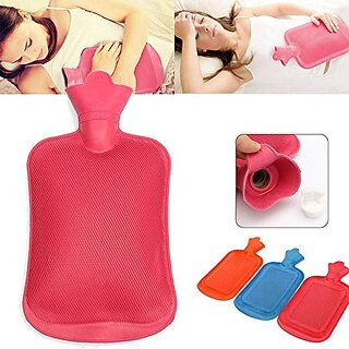 Non-Electric Hot Water Bottle  Rubber Bag  Warm Non-Electrical for Pain Relief  Muscle Relaxation- Multi Color