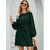 Code Yellow Women Elegant Dark Green Elastic Sleeve Crepe Short Dress