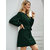 Code Yellow Women Elegant Dark Green Elastic Sleeve Crepe Short Dress